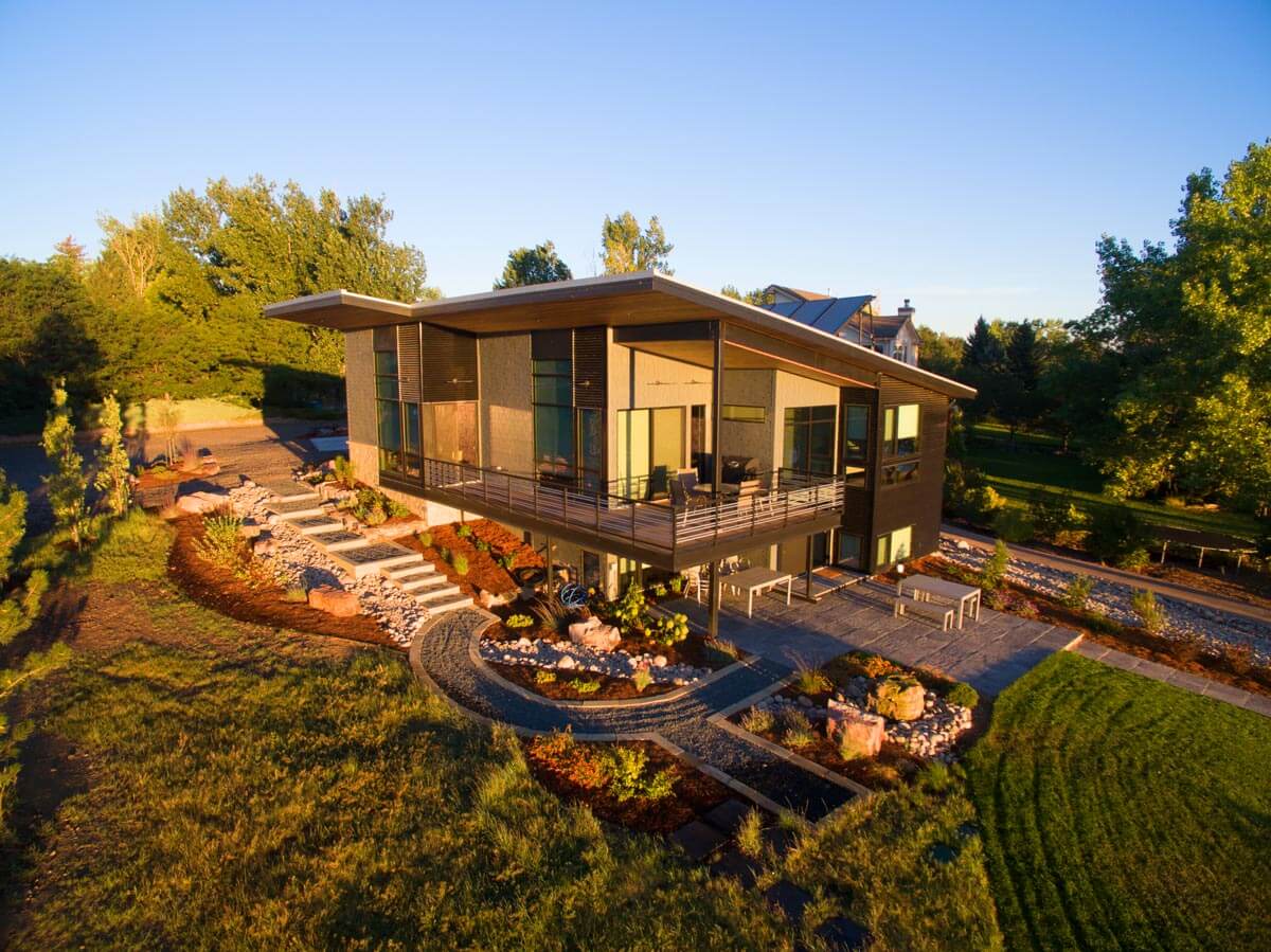 Rear exterior view of a custom home built by Hammersmith Structures, Fort Collins CO