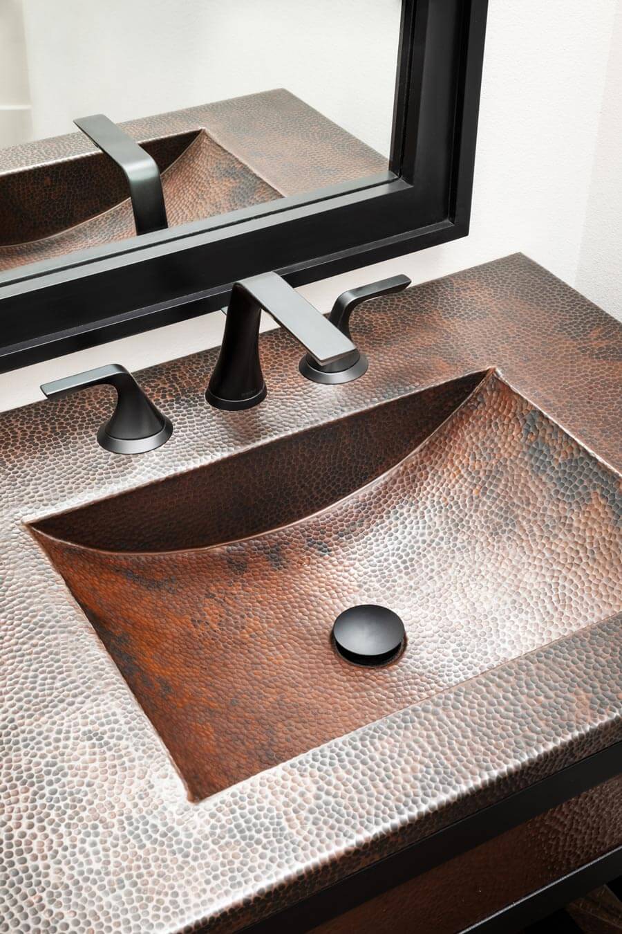 hammered copper bathroom sink - Waterford custom home