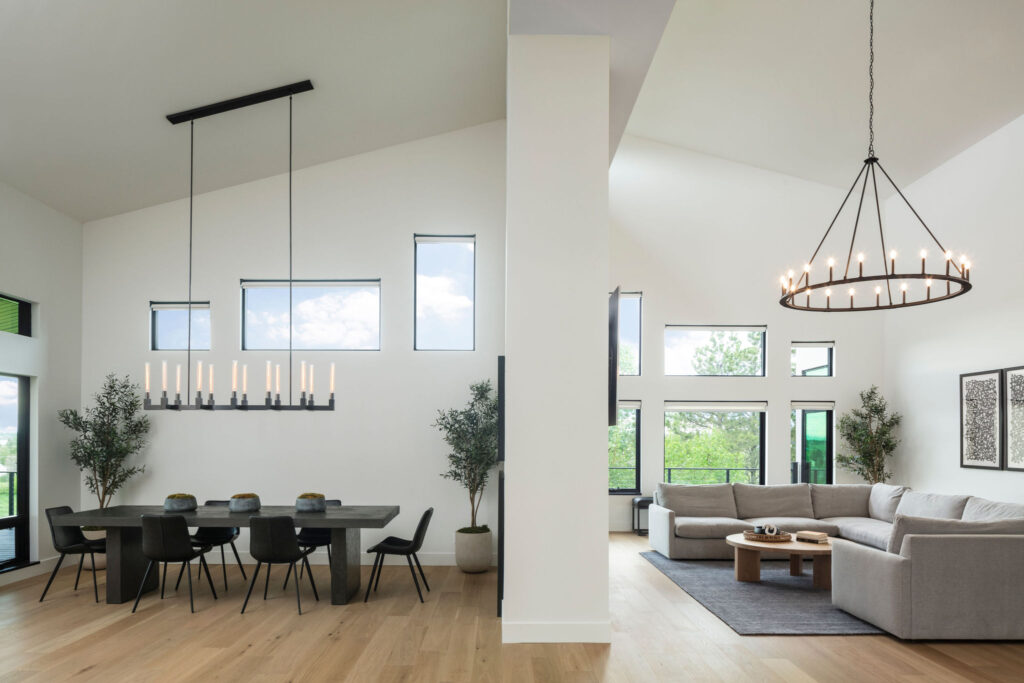 Wildflower custom home - open-concept main floor with family room on the other side of the wall from the dining room nook