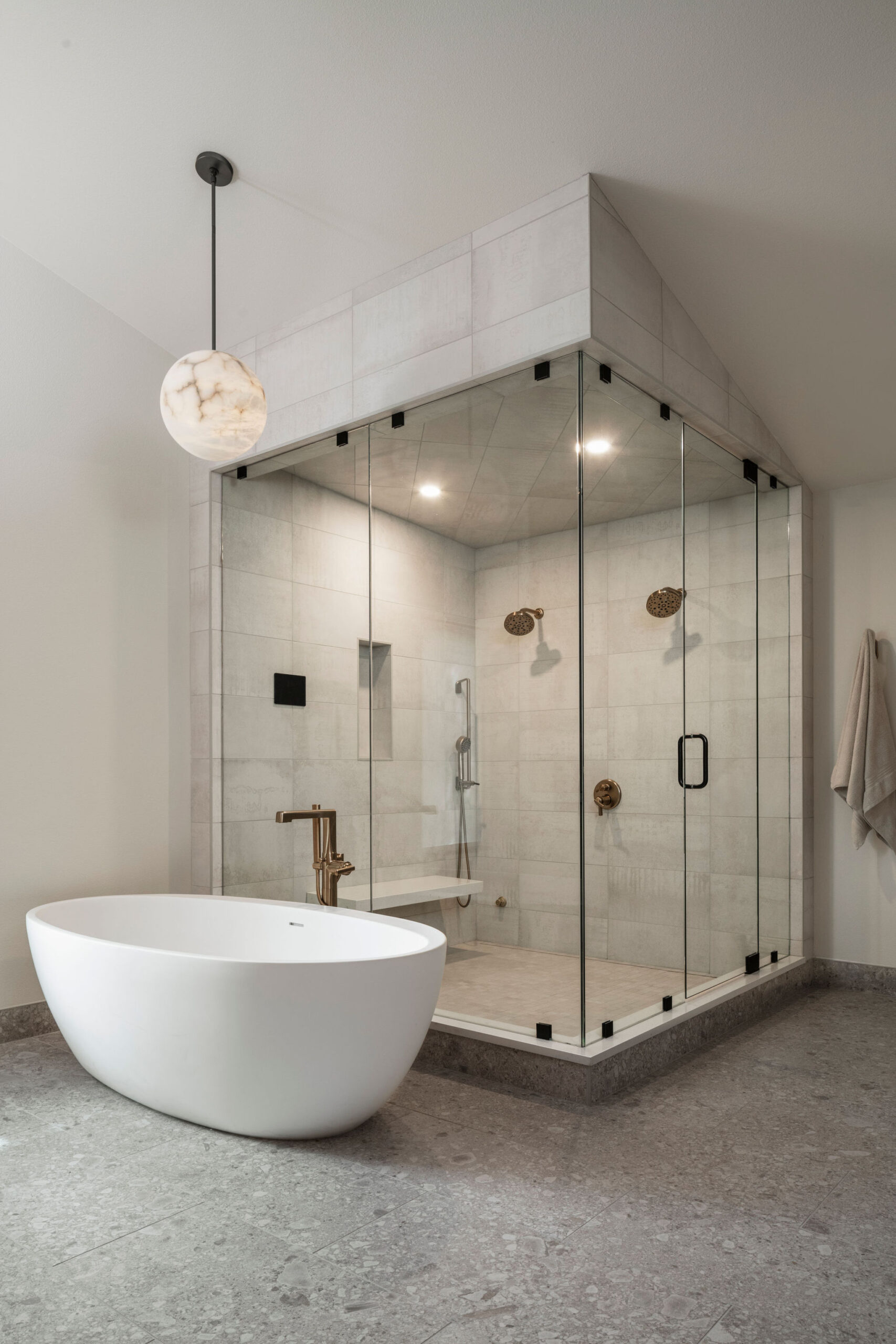 Wildflower custom home - master bath with Japanese soaker tub, double glassed-in shower