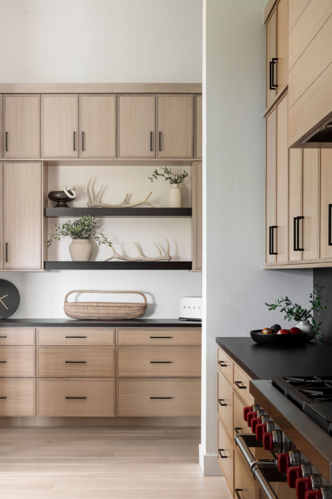 Wildflower Custom Home - custom kitchen cabinets, Wolf appliances