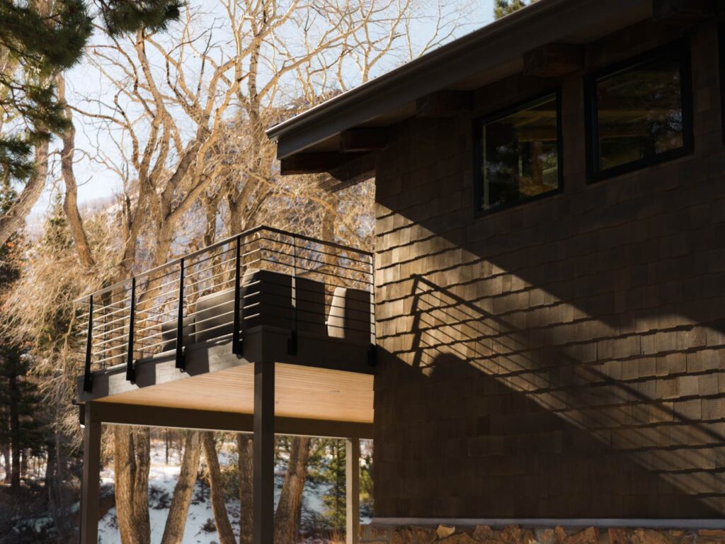 elevated deck off house