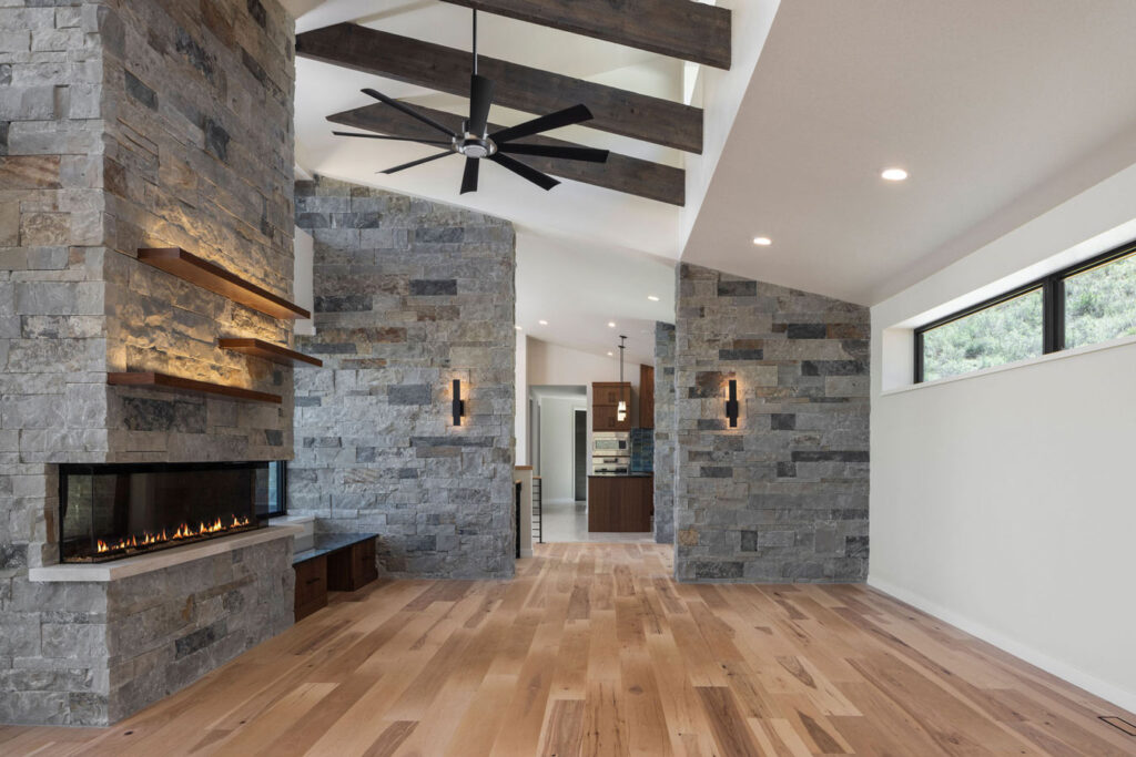 Custom-built living room and fireplace