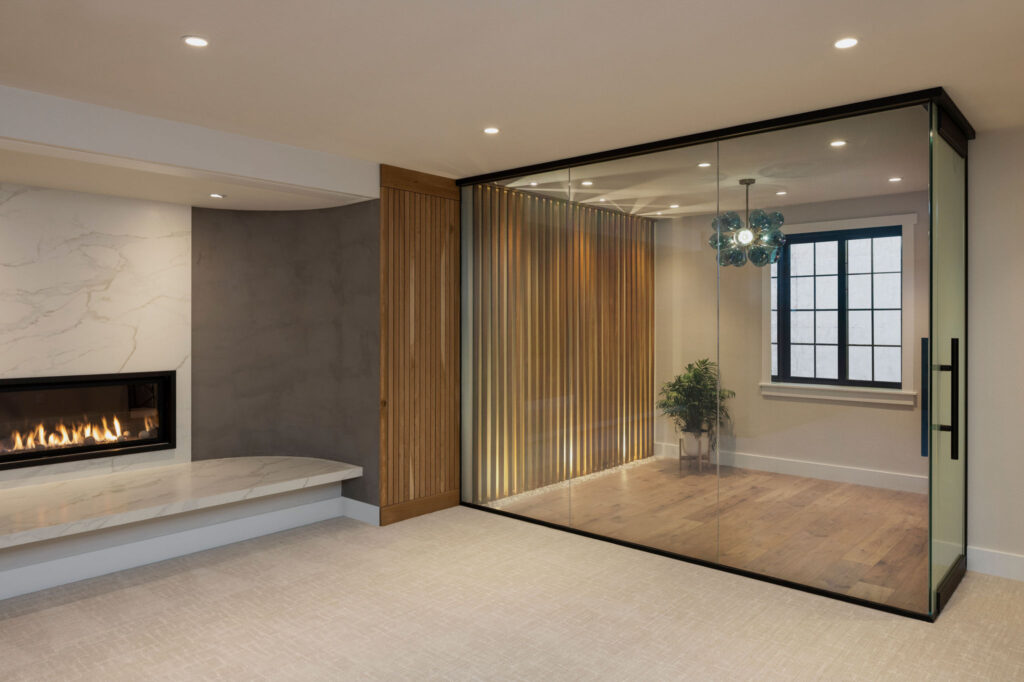 basement remodel with privacy office