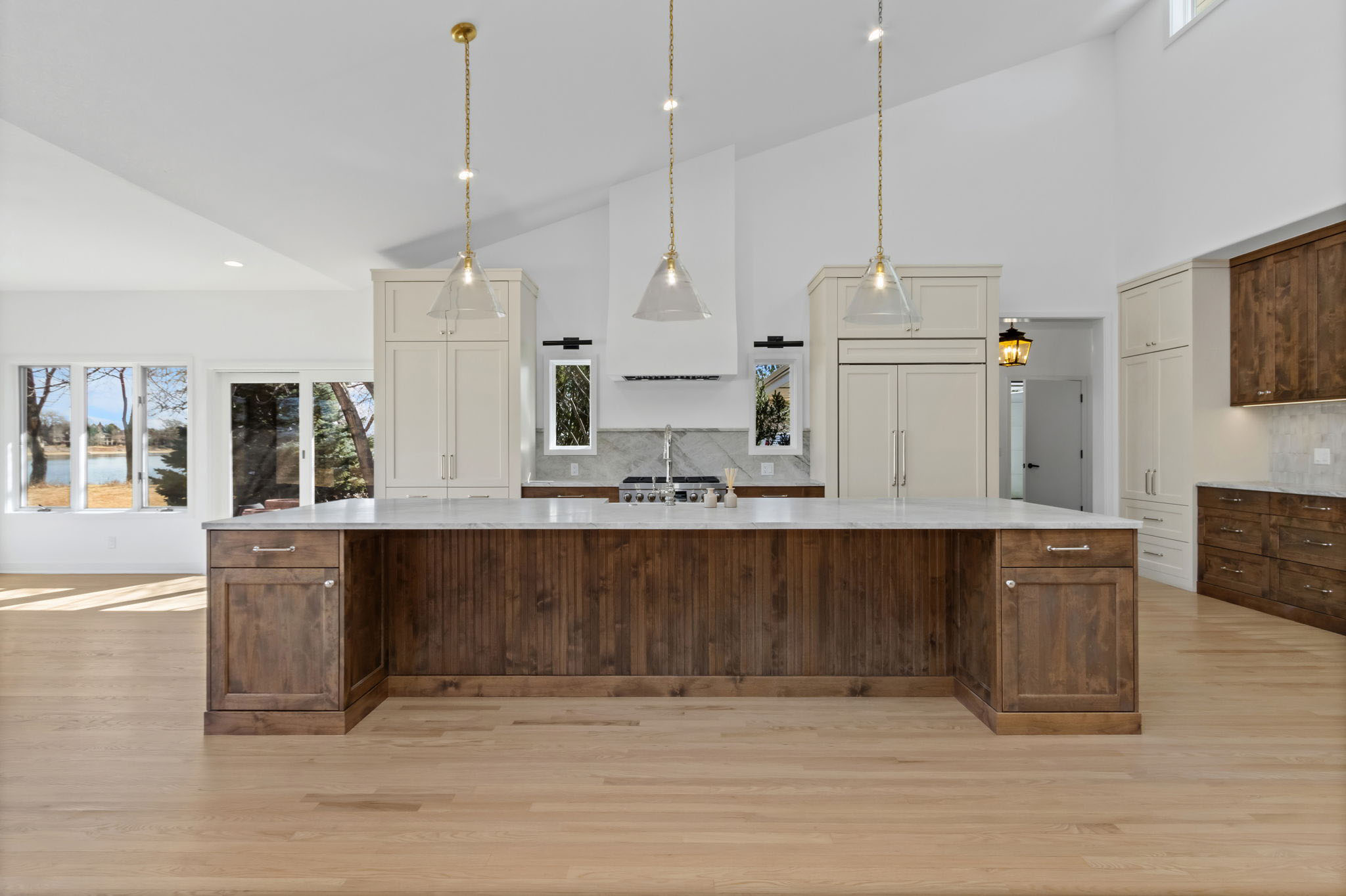 large center island in kitchen
